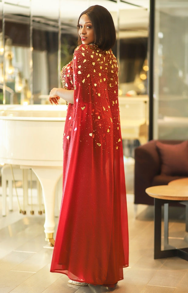Lady Nefertiti Luxe- Cape/Dress/Belt with 3D Mirror/Beads/Gems