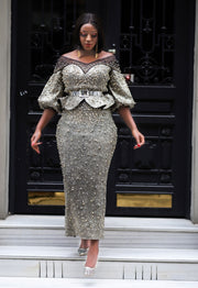 Tilly Gold Shimmers Luxe- 3pc Peplum SET (FINAL SALE! NO RETURN! NO EXCHANGE!)