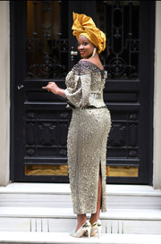Tilly Gold Shimmers Luxe- 3pc Peplum SET (FINAL SALE! NO RETURN! NO EXCHANGE!)