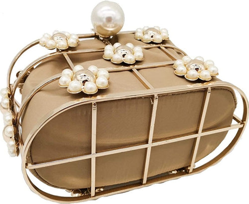 Pearla Cage- Satin Fabric Lined Wristlet Clutch/Bag