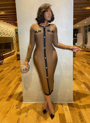 Brown Sugar Queen- Color block Bandage Dress (New)