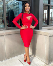 Zarah- Mesh Overlay Peakaboo Bandage Dress (NEW)