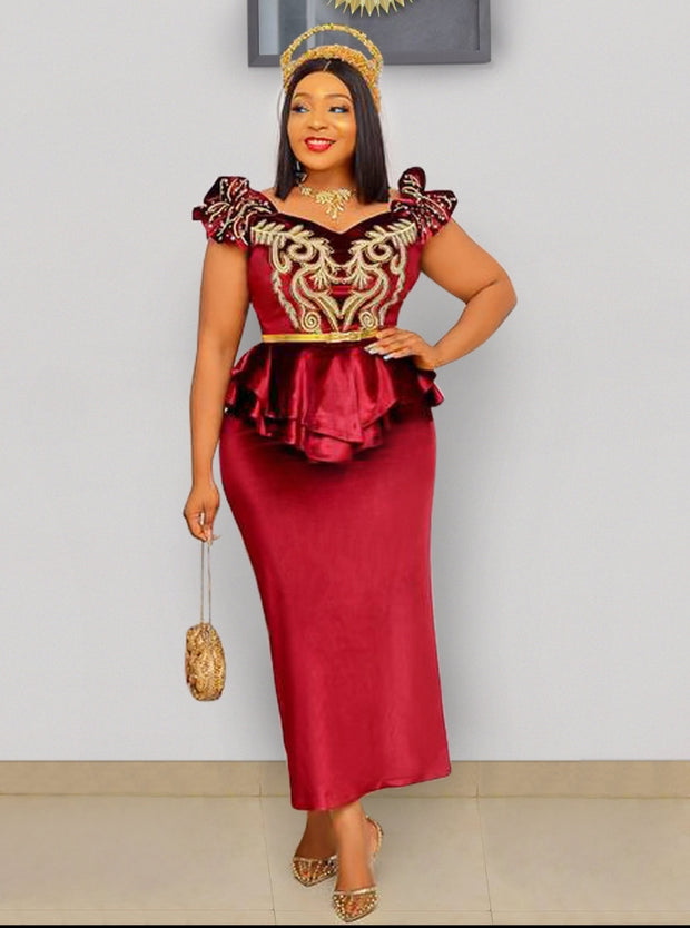 FINAL SALE! Sandra Luxe- 3pc Velvet/Bling Peplum SET (CLEARANCE OUTLET! Final Sale/No Return/No Exchange!)