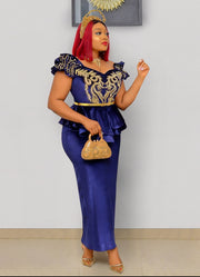FINAL SALE! Sandra Luxe- 3pc Velvet/Bling Peplum SET (CLEARANCE OUTLET! Final Sale/No Return/No Exchange!)