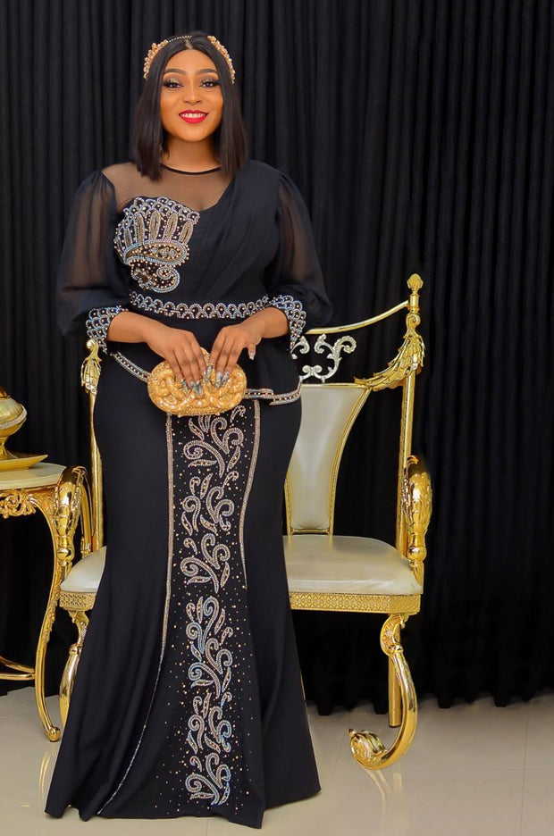 Dione- 2pcs Gemstone Blouse/Floor Length Skirt Set (NEW!)