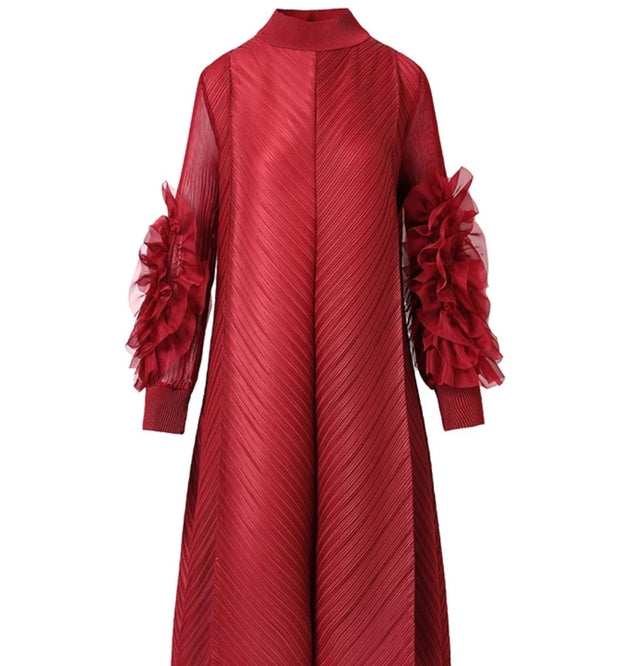 Jamilah Tulips- 3D Petals Pleats Swing Dress (4 colors)
