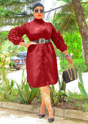 Jamilah Tulips- 3D Petals Pleats Swing Dress (4 colors)