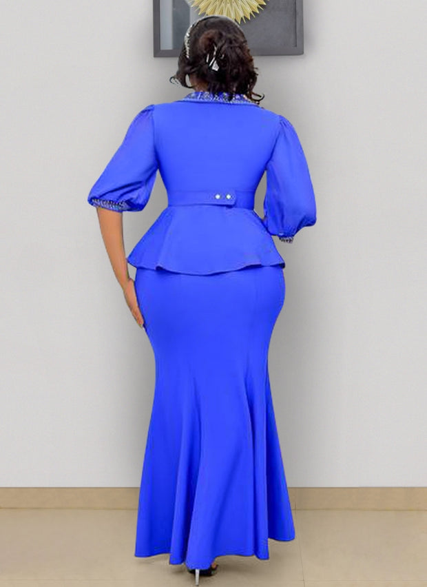 Lady of Substance- 3pcs Gemstone Blouse/Floor Length Skirt Set (NEW!)