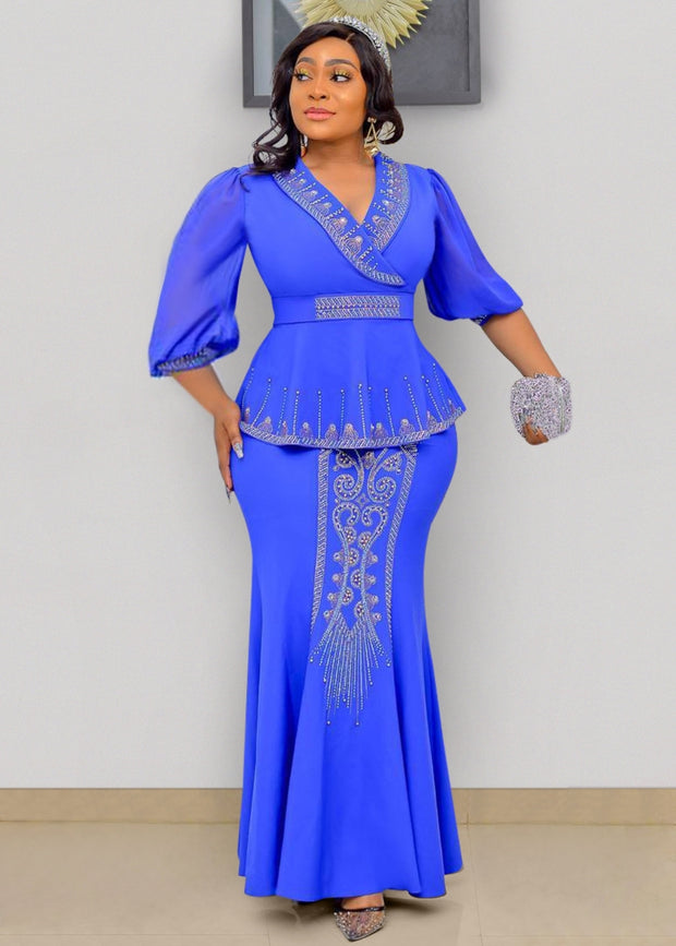 Lady of Substance- 3pcs Gemstone Blouse/Floor Length Skirt Set (NEW!)