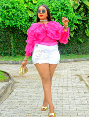 TULIP QUEEN- 3D Petals Ruffle Sleeve blouse (4 colors)