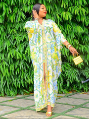 Rich BEAUTY Florals YELLOW- 2pc KIMONO TOP/SHORTS SET (NEW)