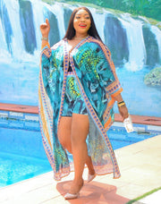 Rich BEAUTY Florals- 2pc KIMONO TOP/SHORTS SET (NEW)