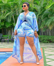 Rich BEAUTY Florals- 2pc KIMONO TOP/SHORTS SET (NEW)