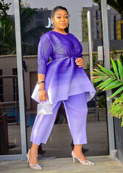 Alina Pleats- 2pcs Ombre Color Capri Pant Set (NEW)