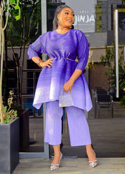 Alina Pleats- 2pcs Ombre Color Capri Pant Set (NEW)