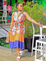 Floral Paradise- Halter Ruffle Midi Dress (New)