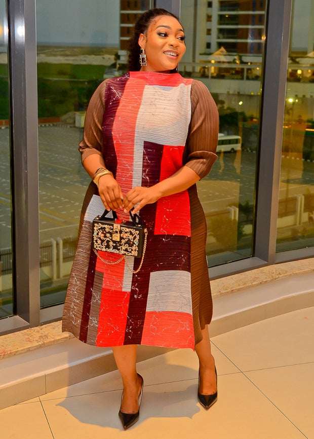 Queenie- Pleats Colorblock Dress (2 colors)
