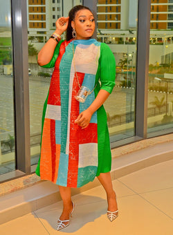 Queenie- Pleats Colorblock Dress (2 colors)