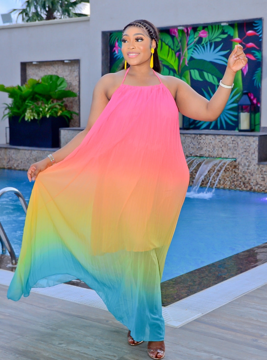 FINAL SALE! Hot Summer Beauty- Halter Pleated Ombre Maxi Dress (NEW) (CLEARANCE OUTLET! Final Sale/No Return/No Exchange!) FINAL SALE! Hot Summer Beauty- Halter Pleated Ombre Maxi Dress (NEW) (CLEARANCE OUTLET! Final Sale/No Return/No Exchange!)