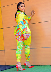 Letoya- 2pcs Collar Blouse and Leggings Set (New)