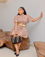 Panther Chic- Short Swing Dress/tie belt (NEW)