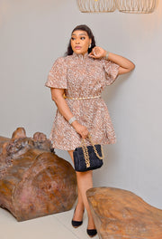 Panther Chic- Short Swing Dress/tie belt (NEW)