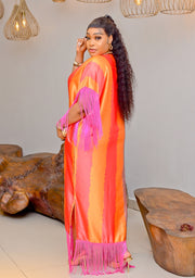 Wealthy Lady- Color Stripes Fringy Kaftan Maxi (New)