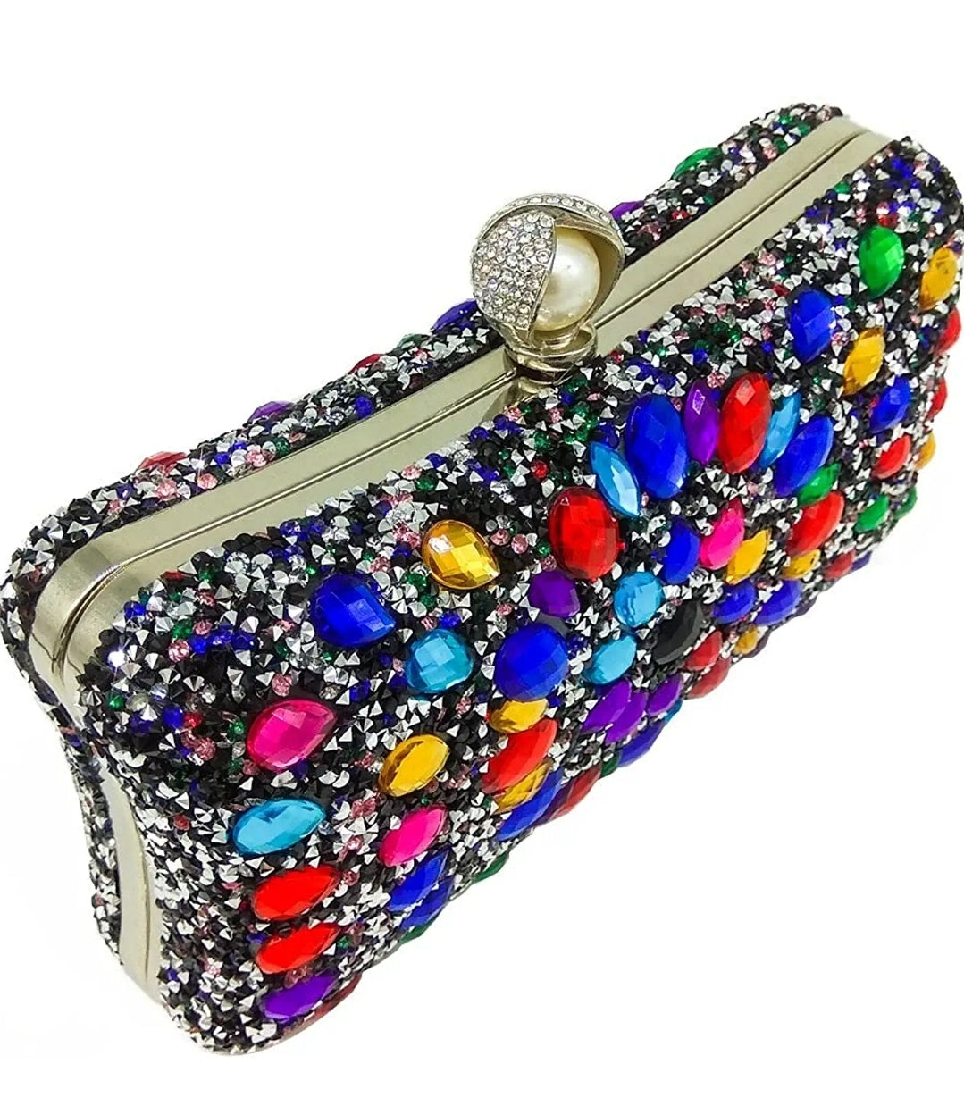 Color Block Crystal Evening fashion Clutch