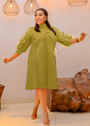 Jamilah Tulips Too- 3D Petals Pleats Swing Dress (4 colors)