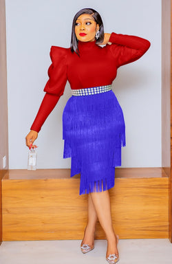 FRINGY BOSS DIVA- High Waist Pencil Skirt (4 colors! Ships in 3-5 business days)