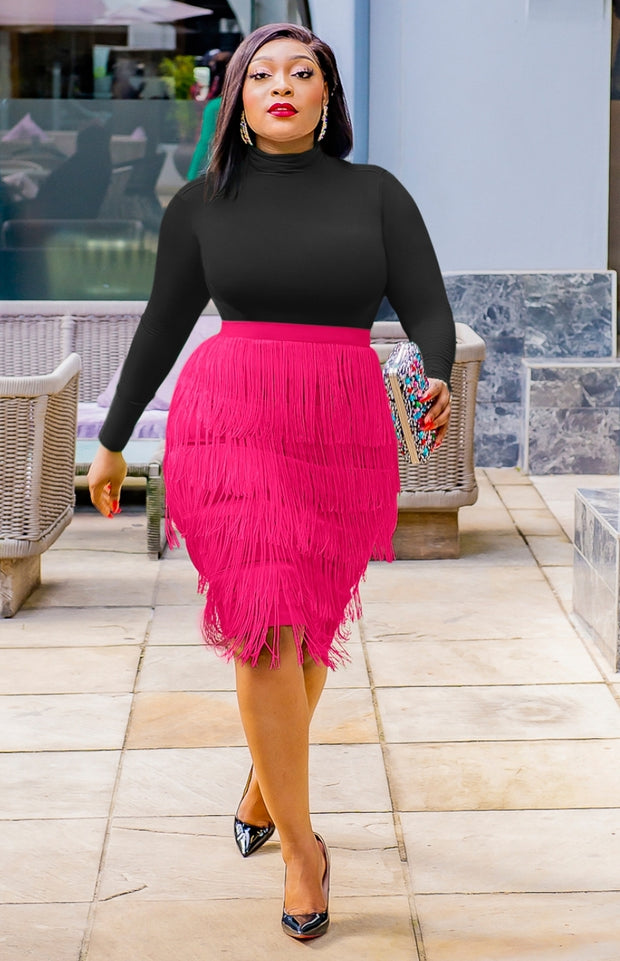 FRINGY BOSS DIVA- High Waist Pencil Skirt