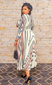 Arianne Pleats- Mesh long sleeve Blouse and LONG Pleated Skirt Set (New)