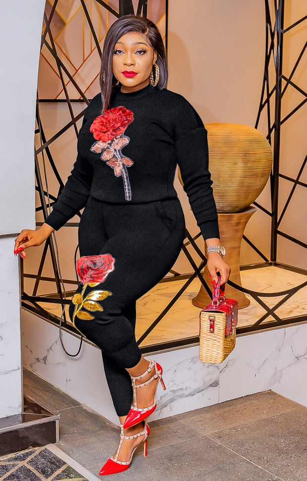 Roseanne- 2 pcs Sequin Sweater Tracksuit Set (NEW)