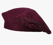 French Petals- Rhinestone Cashmere Beret