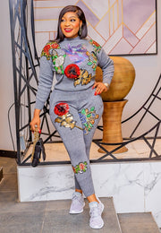 Loretta- 2 pcs Sequin Sweater Tracksuit Set (NEW)