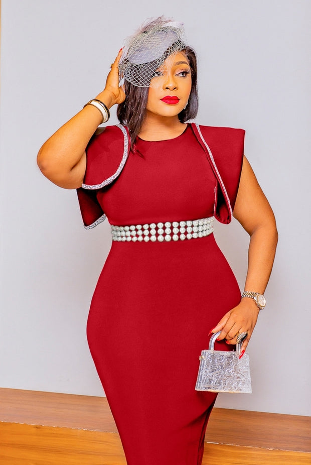Delicia Haute- Embellished Sleeve Skuba Dress (New)