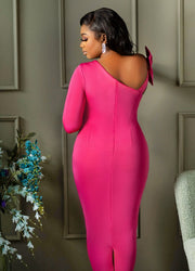 Vienna- Rhinestone Bow Skuba Dress/with waist belt