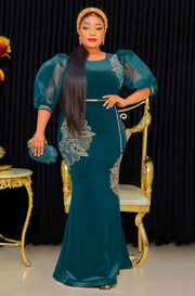 Diamante Sparkle- Blinged Floor Length Velvet Dress (NEW)