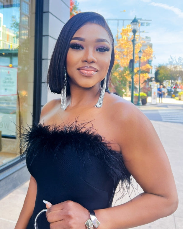 Euphoria Glam- Feather Bandage Dress