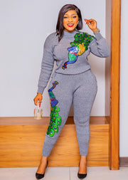 Arlette- 2 pcs Sequin Sweater Tracksuit Set (NEW)