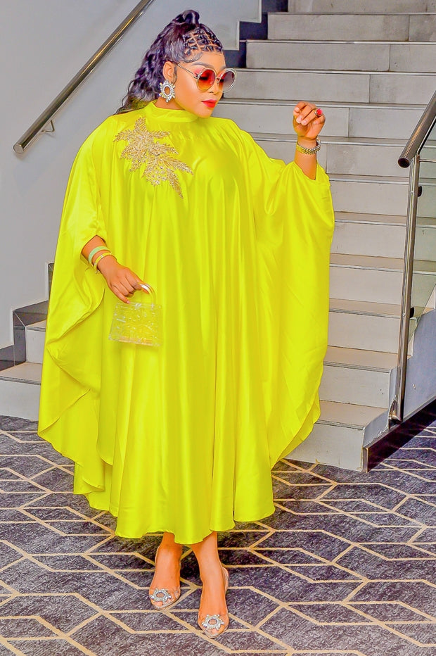 Plush Aunty- Shimmers Brooch Kaftan Maxi Dress (3 colors)