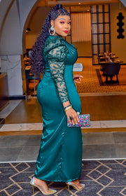 FINAL SALE! Kaylana Haute- Overlay Slit Shimmers Sleeves Dress (CLEARANCE OUTLET! Final Sale/No Return/No Exchange!)