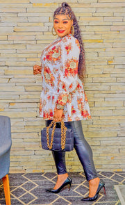 Cassandra- Floral Short Swing Dress/tie belt (NEW)