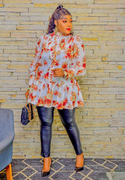 Cassandra- Floral Short Swing Dress/tie belt (NEW)