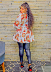 Cassandra- Floral Short Swing Dress/tie belt (NEW)