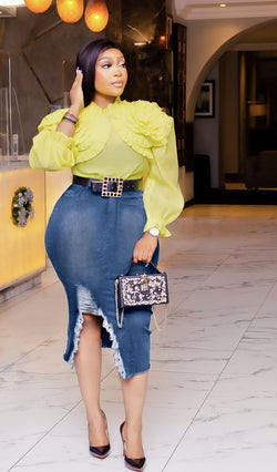 Denim Allure- Ripped High Waist Skirt (NEW)