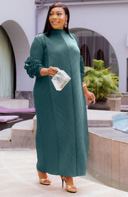 Jemilah Rose- 3D Petals Pleats Maxi Dress (3 colors)