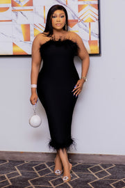 Euphoria Glam- Feather Bandage Dress