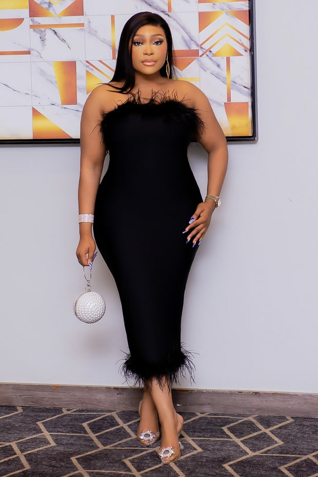 Euphoria Glam- Feather Bandage Dress