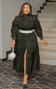 Charming Beauty- Hollow-Out Lace Dress (New)